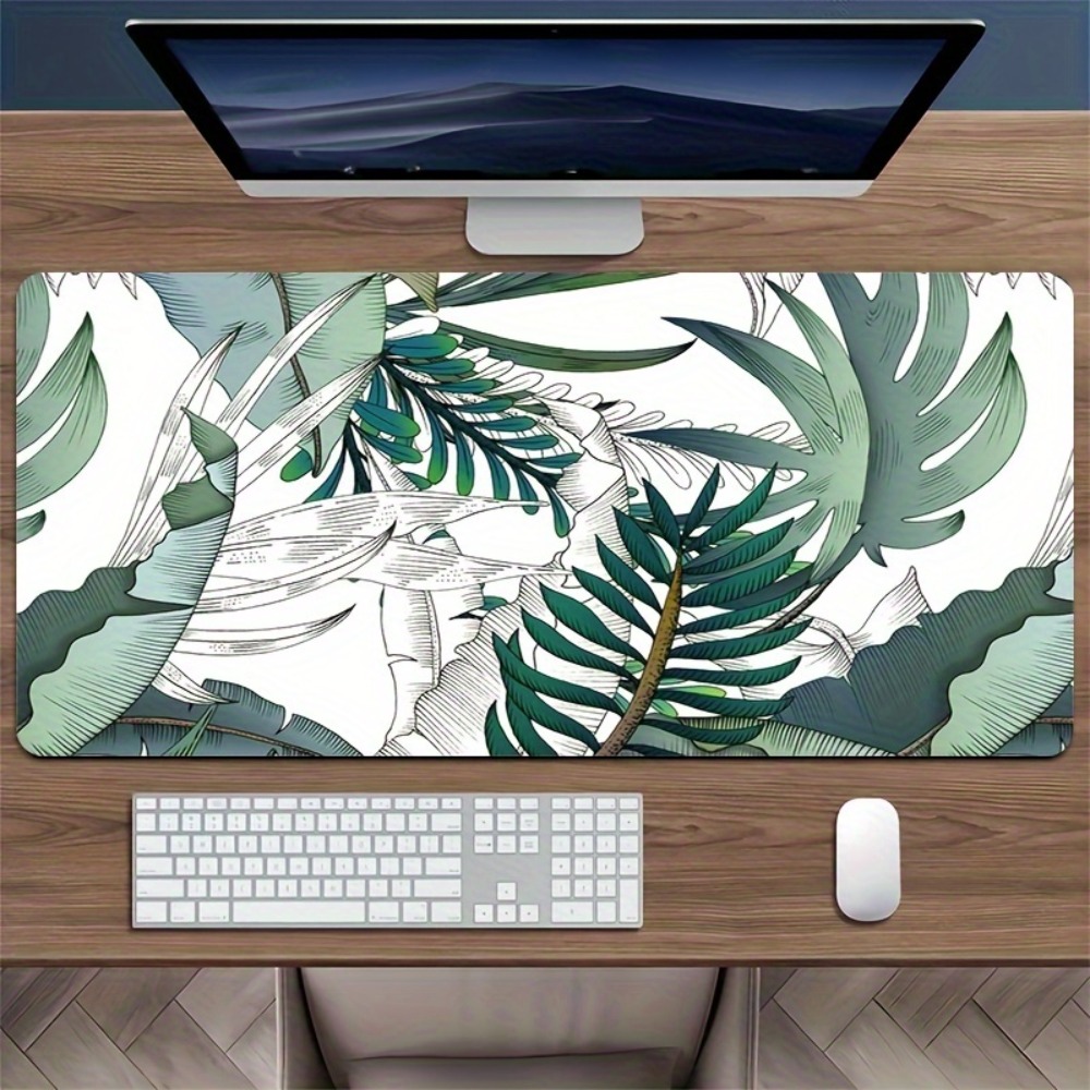 Desk Setup With Plants - Wzór z motywem roślin tropikalnych, antypoślizgowa
