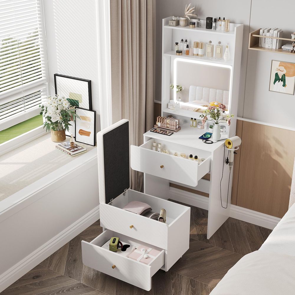 Desk Vanity Setup - Toaletka z lustrem i oświetleniem, mała