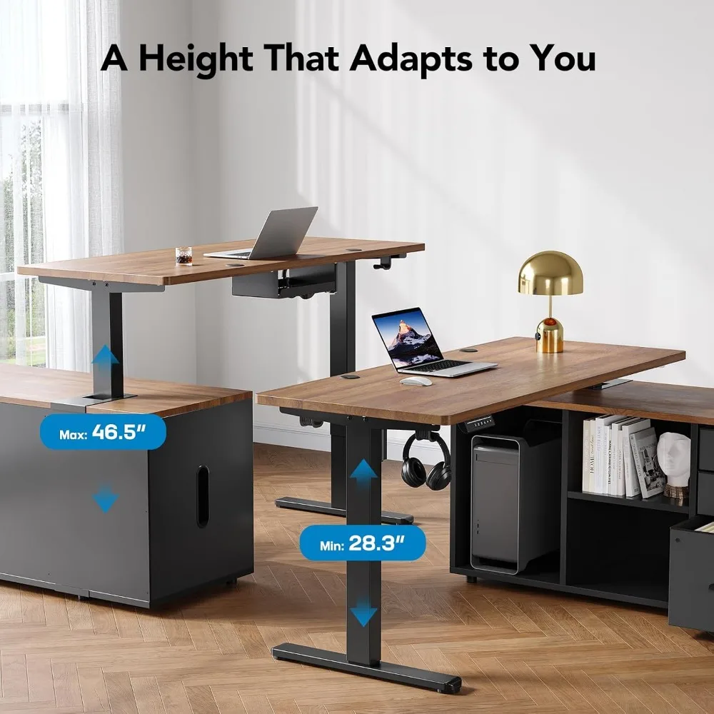 HUANUO 55-calowe biurko narożn – Desk Setup Height recenzja i cena