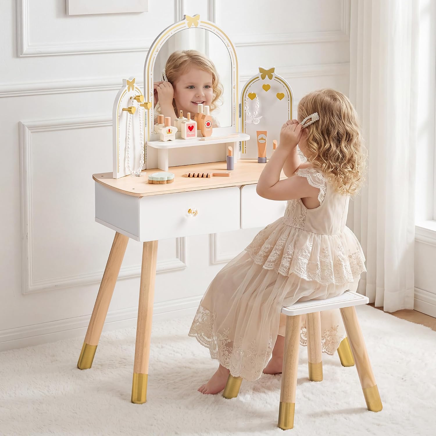 ROBOTIME Biały Zestaw Toaletki – Desk Vanity Setup recenzja i cena