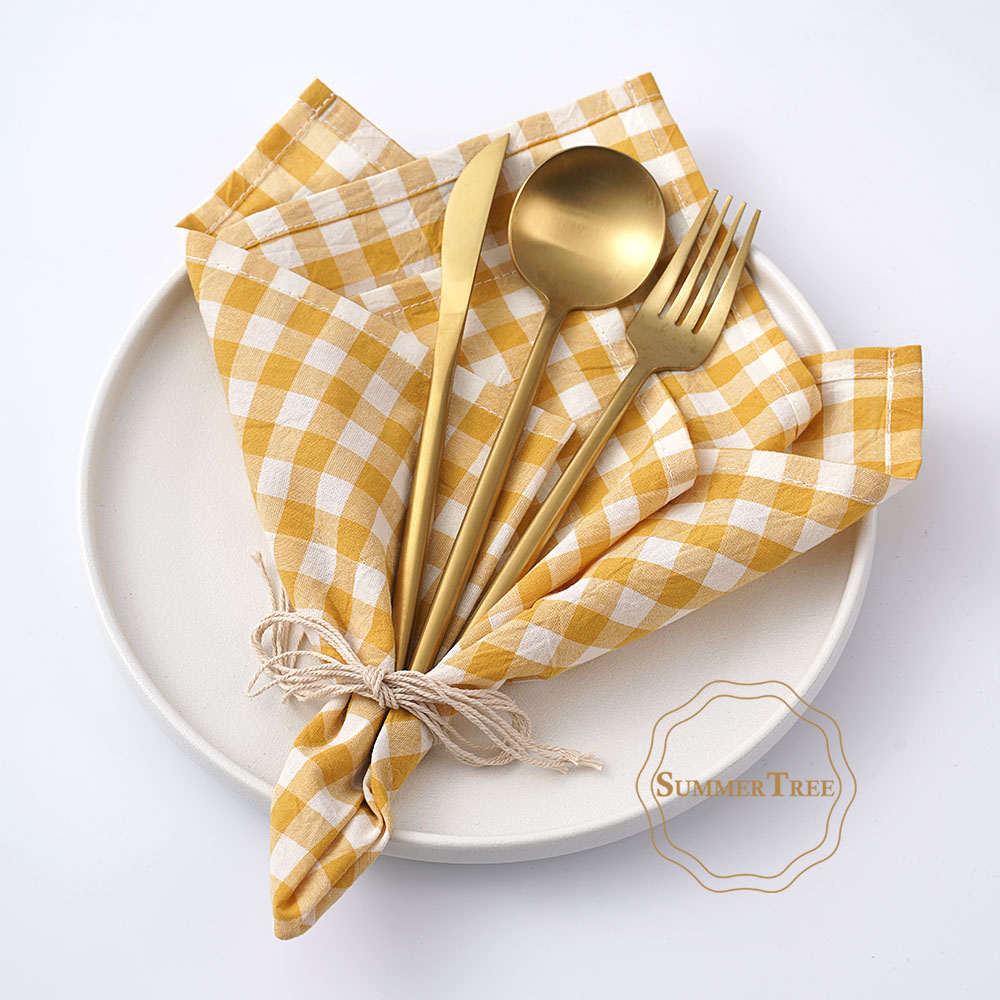 Serwetka bawełniana w kratkę g – Yellow Desk Setup recenzja i cena